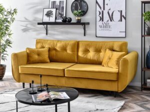 Jak stylowo łączyć musztardową kanapę z dodatkami, by nie przytłoczyć wnętrza?